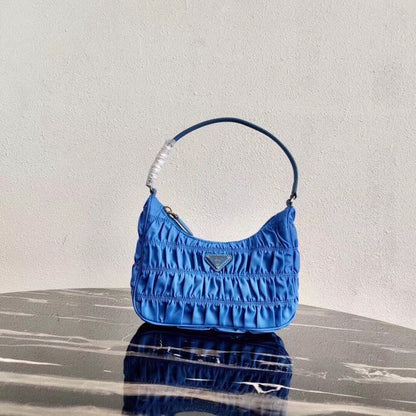 Prada Hobo Mini Bag In Blue Nylon