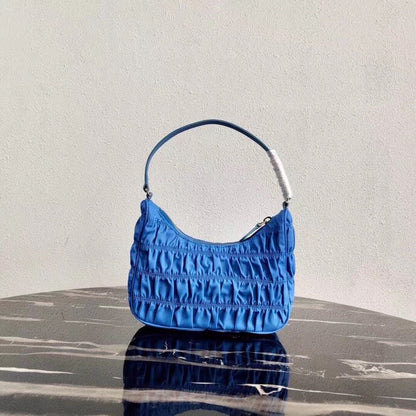 Prada Hobo Mini Bag In Blue Nylon