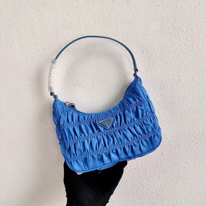 Prada Hobo Mini Bag In Blue Nylon