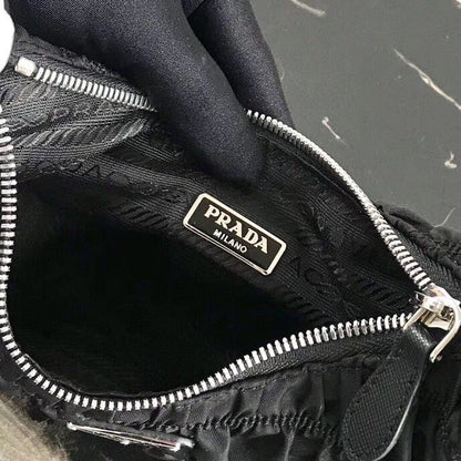 Prada Hobo Mini Bag In Black Nylon