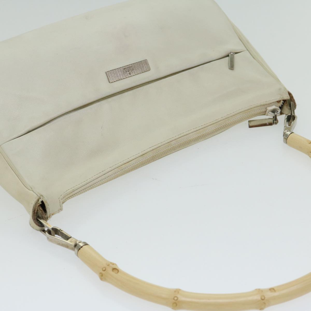 Gucci Bamboo White Leather Handbag