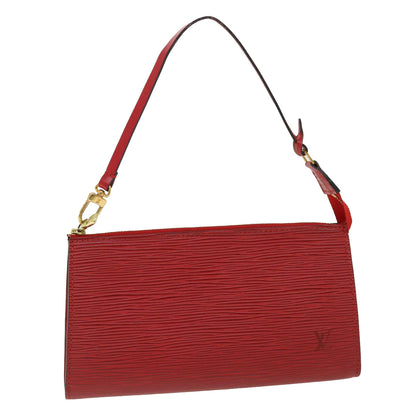 Louis Vuitton Red Leather Pochette accessoires clutch bag