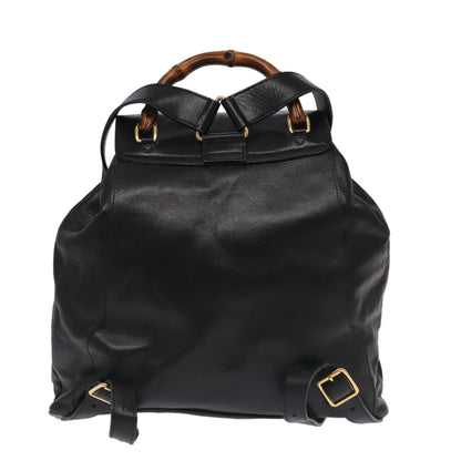 Gucci Bamboo Black Leather Backpack Bag