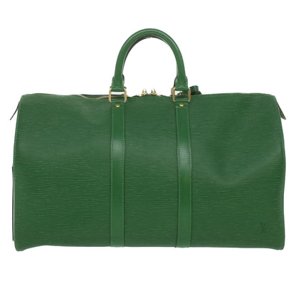 Louis Vuitton Green Leather Keepall 45 travel bag