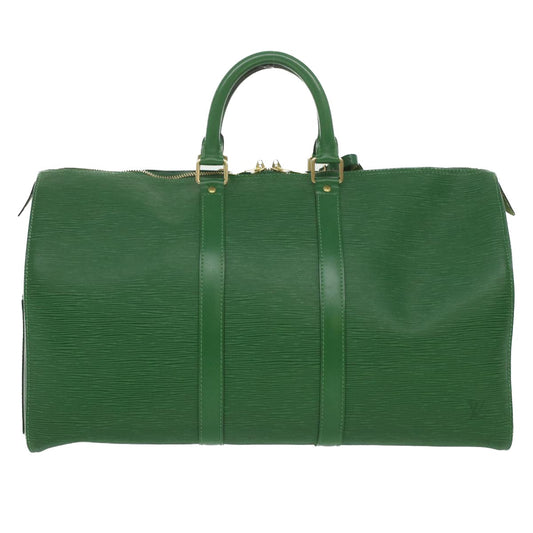Louis Vuitton Green Leather Keepall 45 travel bag