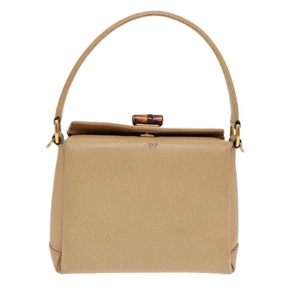 Gucci Bamboo Beige Leather Handbag ()