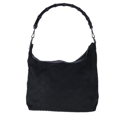 Gucci Bamboo Black Canvas Shoulder Bag