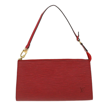 Louis Vuitton Red Leather Pochette accessoires clutch bag