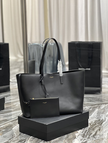 Yves Saint Laurent Shopping E/W Tote Bag Black With Gold Hardware