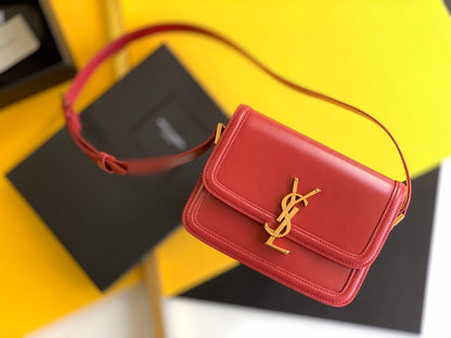 Yves Saint Laurent Solferino Small Satchel Bag Red In Box With Gold Hardware