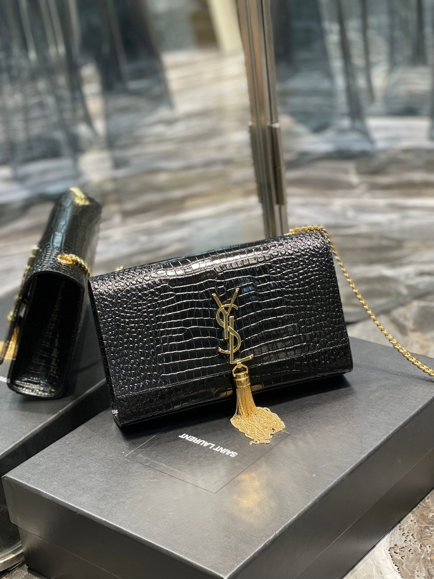 Yves Saint Laurent Kata Medium Chain Bag Black