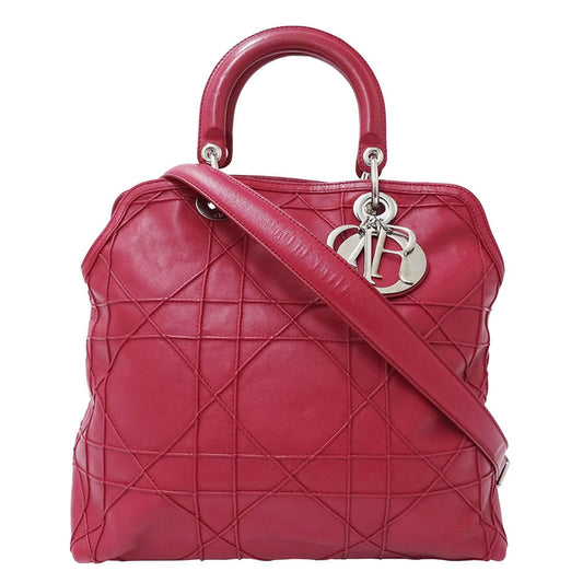 Christian Dior Red Color Wine Leather Handbag Shoulder Bag ()