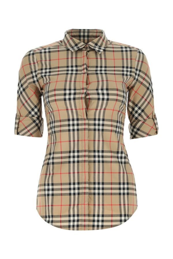 Burberry Woman Embroidered Stretch Poplin Shirt