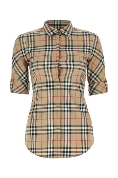 Burberry Woman Embroidered Stretch Poplin Shirt