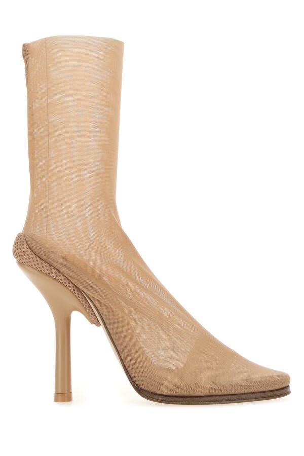 Burberry Woman Beige Stretch Tulle Ankle Boots