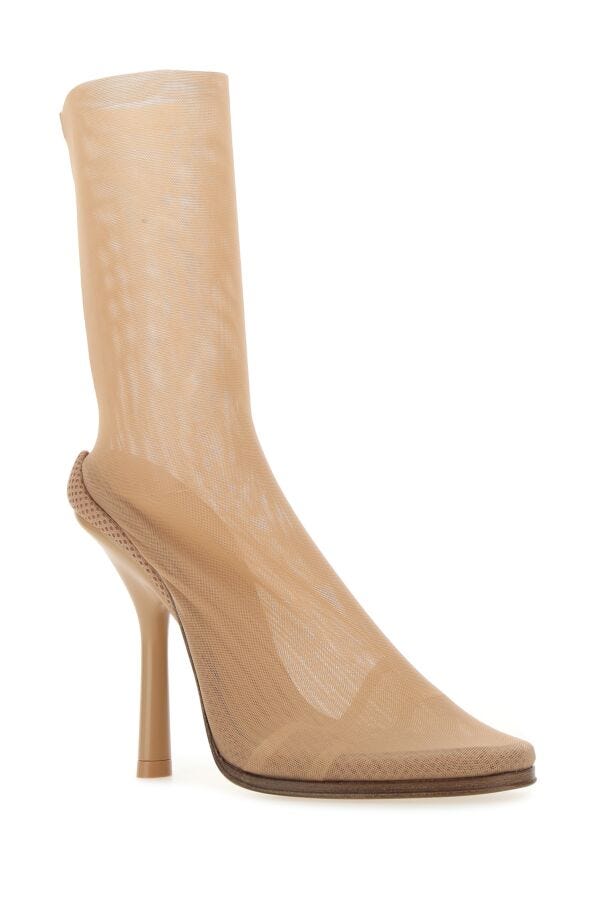 Burberry Woman Beige Stretch Tulle Ankle Boots