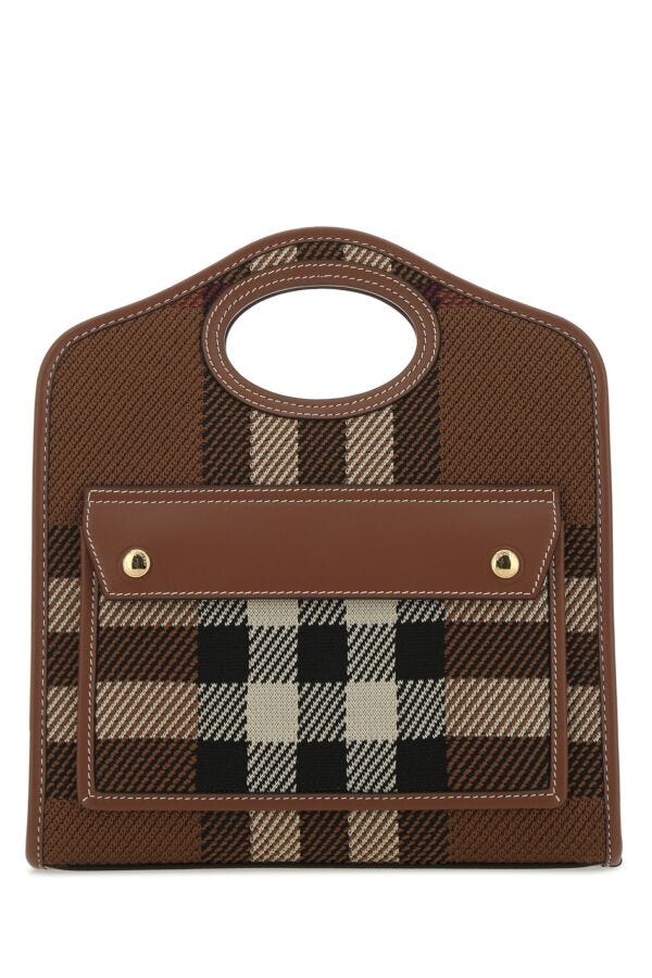 Burberry Woman Multicolor Fabric And Leather Mini Pocket HandBag