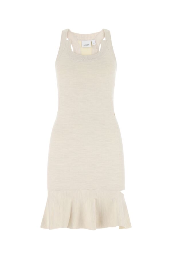 Burberry Woman Melange Sand Stretch Silk Blend Mini Dress