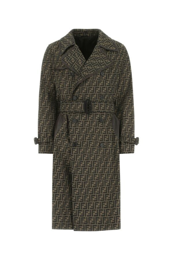 Fendi Man Embroidered Polyester Blend Trench Coat