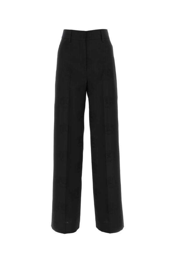 Burberry Woman Black Wool Blend Wide-Leg Pant
