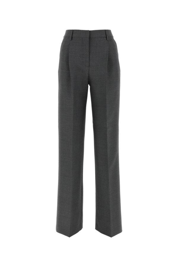 Burberry Woman Dark Grey Wool Wide-Leg Pant