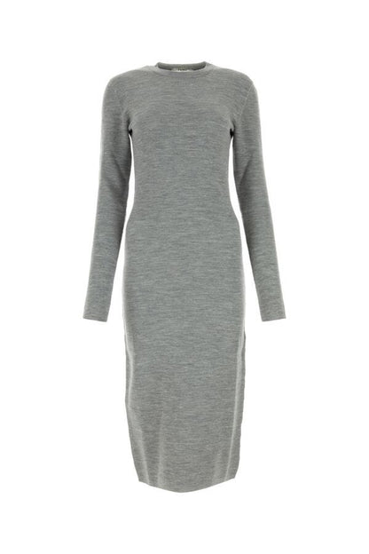 Fendi Woman Melange Grey Wool Blend Dress