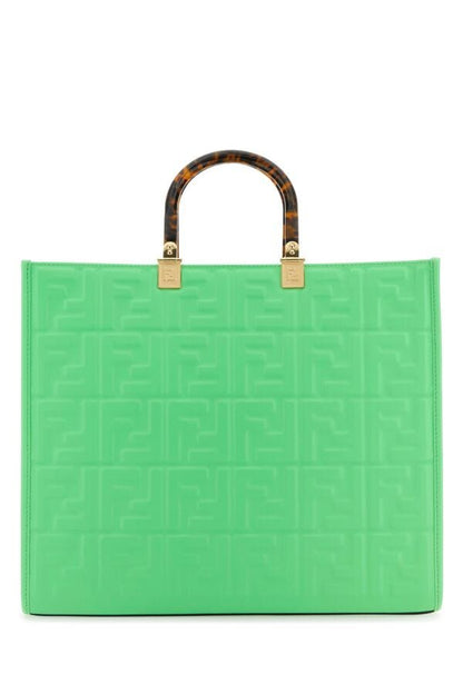 Fendi Woman Green Leather Medium Sunshine Shopping Bag
