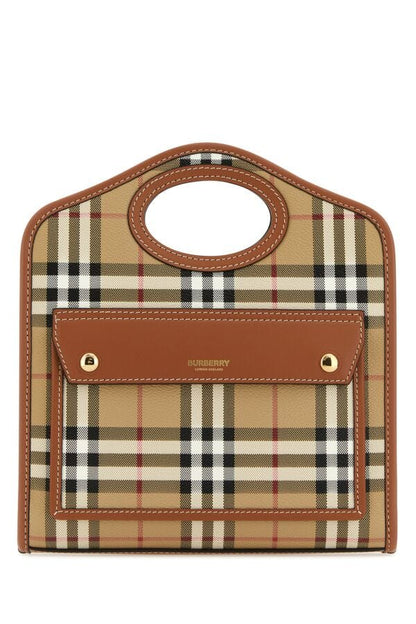 Burberry Woman Printed Canvas And Leather Mini Pocket HandBag