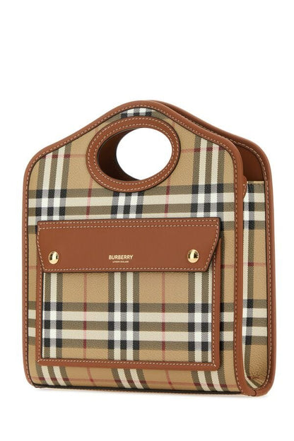 Burberry Woman Printed Canvas And Leather Mini Pocket HandBag