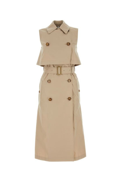 Burberry Woman Cappuccino Cotton Blend Trench Dress