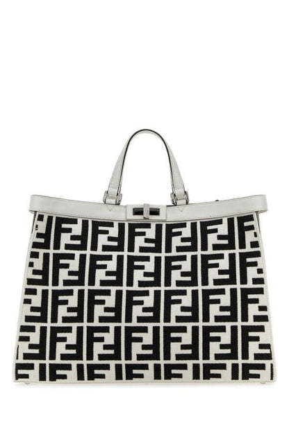 Fendi Woman Embroidered Fabric X-Tote Shopping Bag