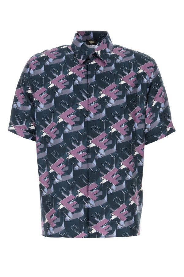 Fendi Man Printed Silk Shirt
