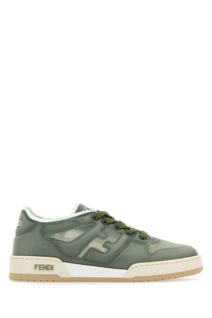 Fendi Woman Sage Green Mesh Fendi Match Sneakers