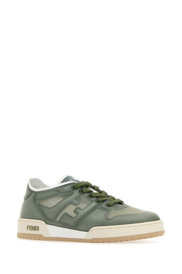 Fendi Woman Sage Green Mesh Fendi Match Sneakers