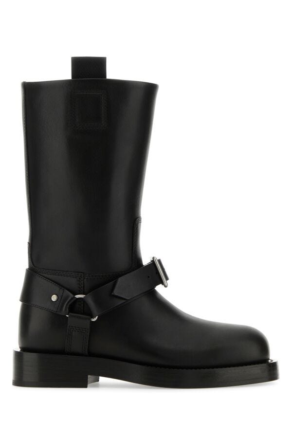 Burberry Woman Black Leather Saddle Boots