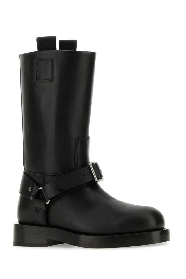 Burberry Woman Black Leather Saddle Boots