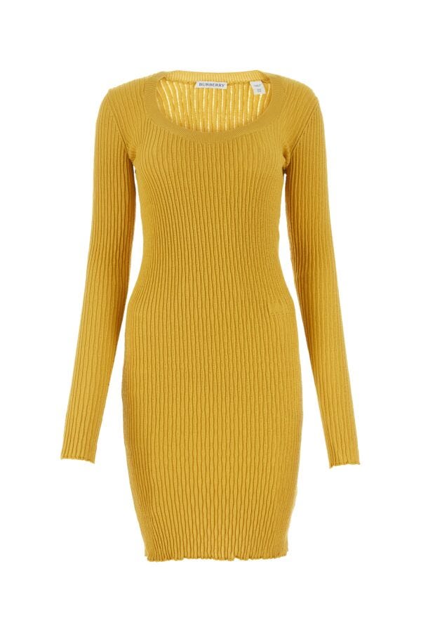 Burberry Woman Mustard Stretch Wool Blend Dress