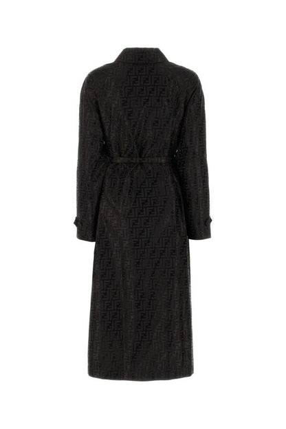 Fendi Woman Black Cotton Blend Trench Coat