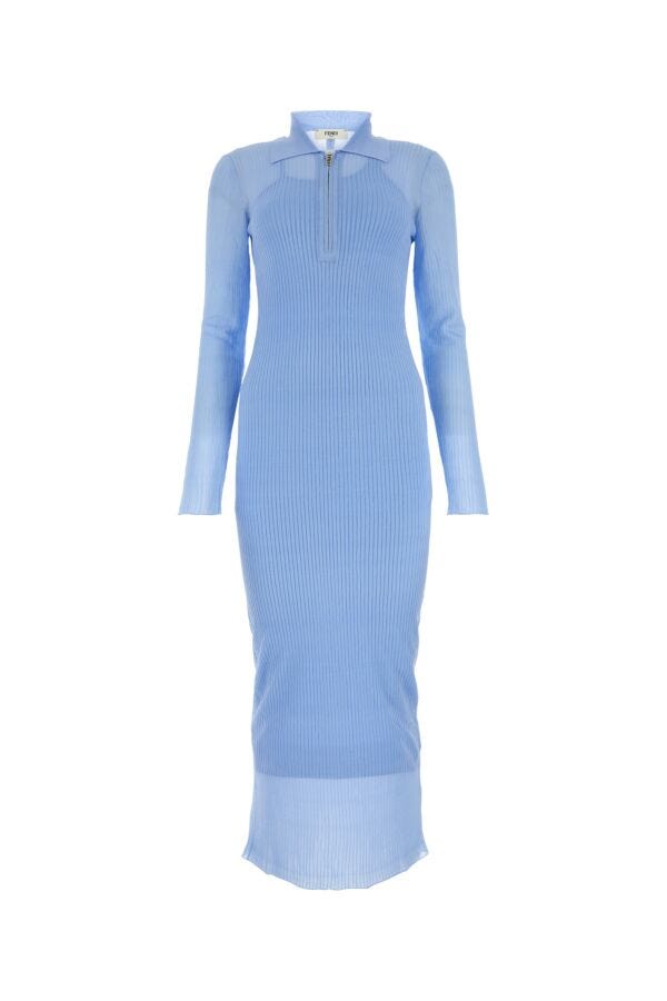 Fendi Woman Light-Blue Silk Blend Dress