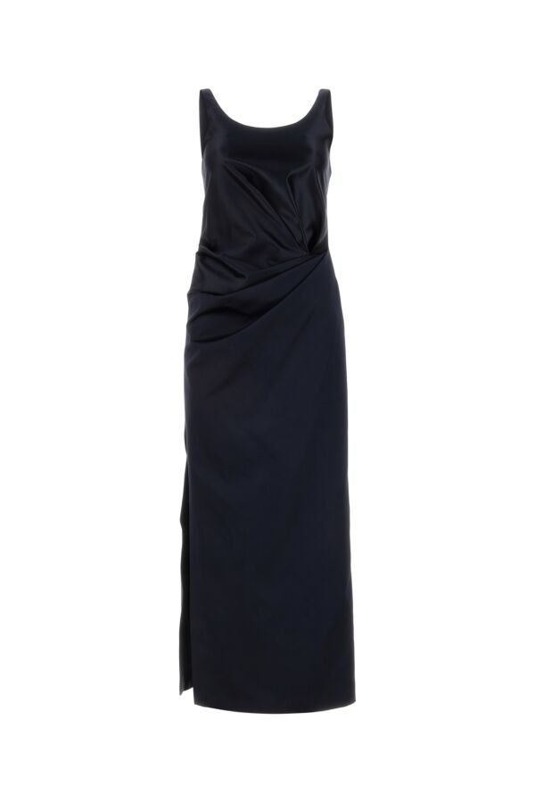 Fendi Woman Midnight Blue Satin Dress