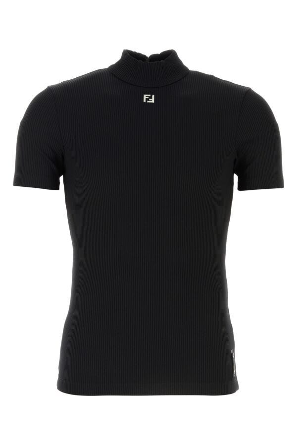 Fendi Man Black Stretch Nylon T-Shirt
