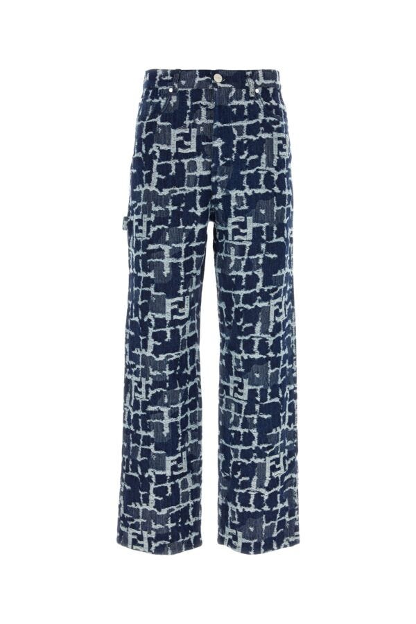 Fendi Man Embroidered Denim Jeans