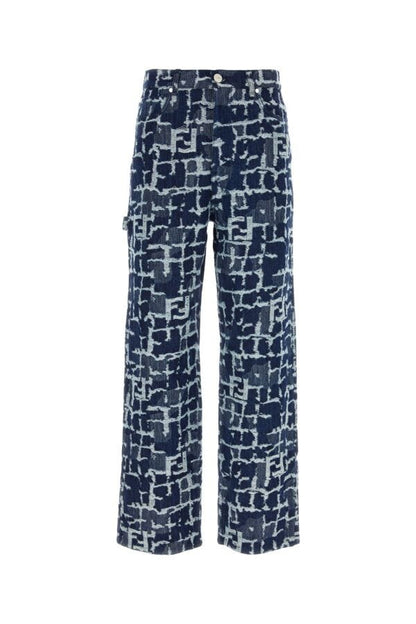 Fendi Man Embroidered Denim Jeans