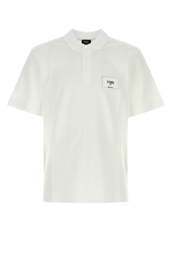 Fendi Man White Piquet Polo Shirt