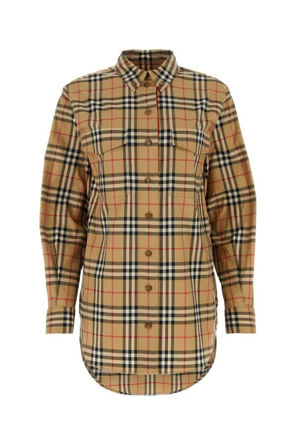 Burberry Woman Embroidered Stretch Cotton Shirt
