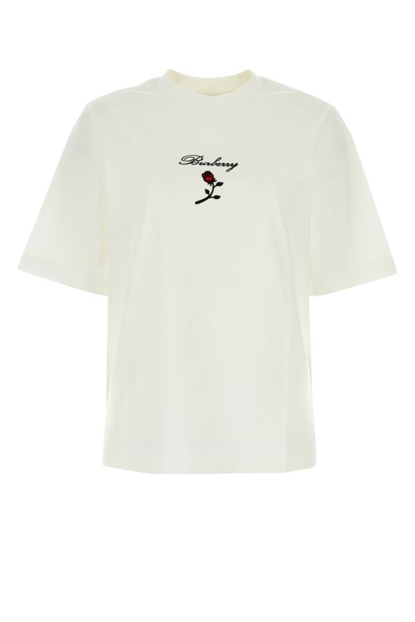 Burberry Woman White Stretch Cotton T-Shirt