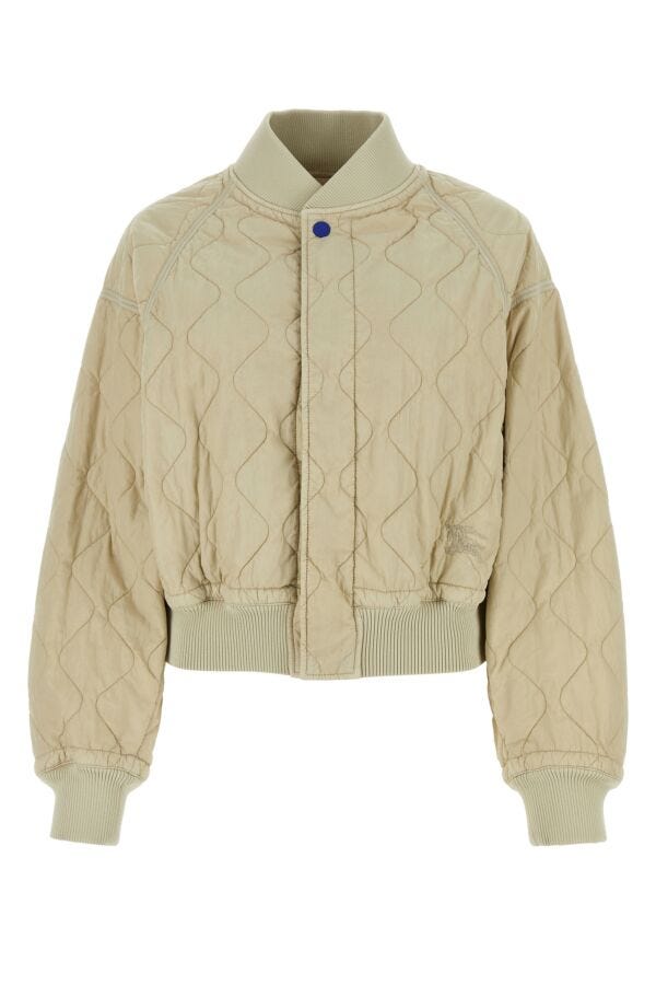 Burberry Woman Sand Nylon Bomber Jacket