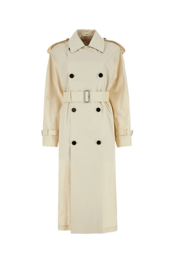 Burberry Woman Ivory Gabardine Trench Coat
