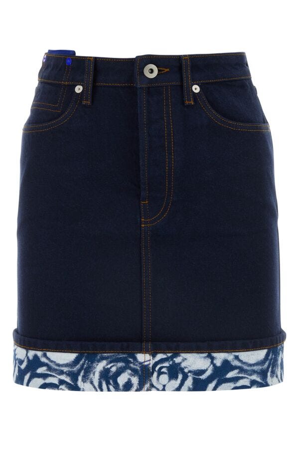 Burberry Woman Dark Blue Denim Mini Skirt