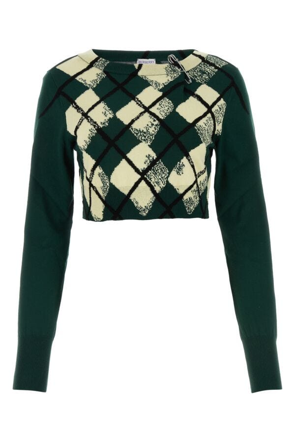 Burberry Woman Bottle Green Cotton Sweater